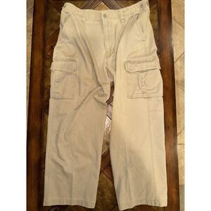 American Eagle Baggy Cargo Pants Mens 36x29  Khaki Wide Leg Y2K , Vintage